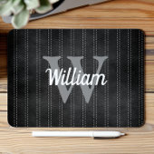 ブラックグレーヴィンテージピンストライプレトロモノグラム マウスパッド