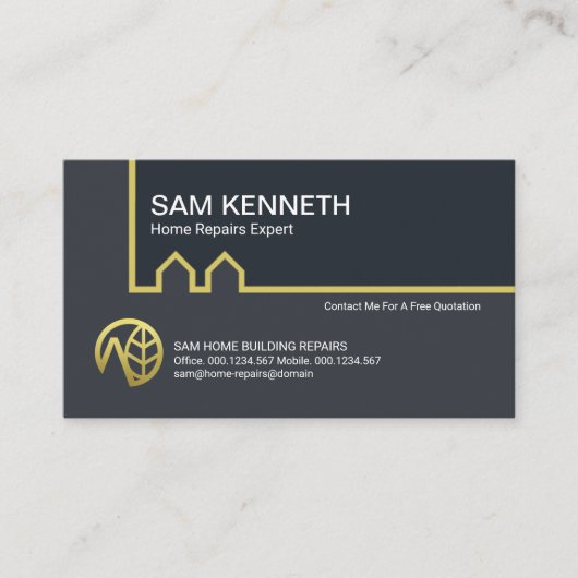 ブラックグレー建物ラインホーム建築 名刺 (正面)