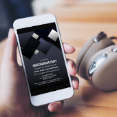 ブラックグレー引っ越し祝いパーティーパーティー 招待状