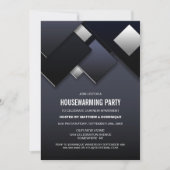 ブラックグレー引っ越し祝いパーティーパーティー 招待状 (正面)