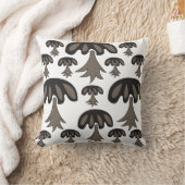 ブラックグレー抽象芸術キノコ型 クッション (ブランケット)