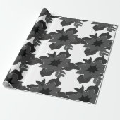 ブラックグレー抽象芸術フローラウェディング婚約 ラッピングペーパー (アンロールド)