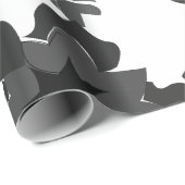 ブラックグレー抽象芸術フローラウェディング婚約 ラッピングペーパー (ロールコーナー)