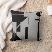 ブラックグレー抽象芸術人間のようなスティックのフィギュアのモチーフ クッション (ブランケット)