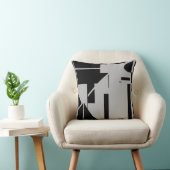 ブラックグレー抽象芸術人間のようなスティックのフィギュアのモチーフ クッション (椅子)