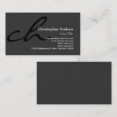 ブラックグレー書道モノグラム名刺 名刺 (正面/裏面)