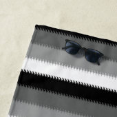 ブラックグレー灰白ストライプ ビーチタオル (インサイチュ)