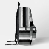 ブラックグレー灰白ストライプ プリントバックパック (左)