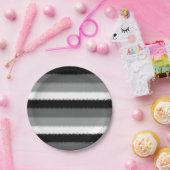 ブラックグレー灰白ストライプ ペーパープレート (パーティー)