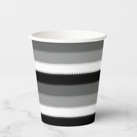 ブラックグレー灰白ストライプ 紙コップ (正面)