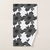 ブラックグレー装飾シック抽象芸術フローラルパターン バスタオルセット (ハンドタオル)