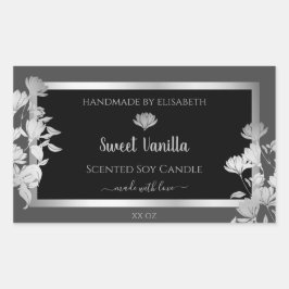 ブラックグレー製品包装ラベルシルバーフレーム 長方形シール