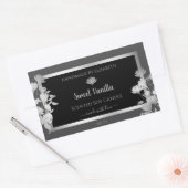 ブラックグレー製品包装ラベルシルバーフレーム 長方形シール (封筒)