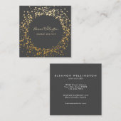 ブラックグレー金ゴールドグラデーション紙吹雪ドットクリエイティブ  スクエア名刺 (正面/裏面)
