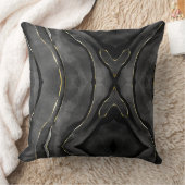 ブラックグレー金ゴールドストリークス抽象芸術装飾用クッション クッション (ブランケット)