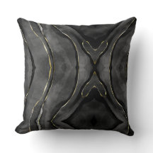 ブラックグレー金ゴールドストリークス抽象芸術装飾用クッション