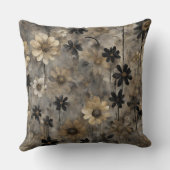 ブラックグレー金ゴールドフローラプリント クッション (裏面)