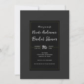 ブラックグレー金ゴールドモダンミニマルブライダルシャワー 招待状 (正面)