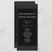 ブラックグレー金ゴールドモダンミニマル結婚式 プログラム (正面/裏面)