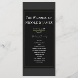 ブラックグレー金ゴールドモダンミニマル結婚式 プログラム