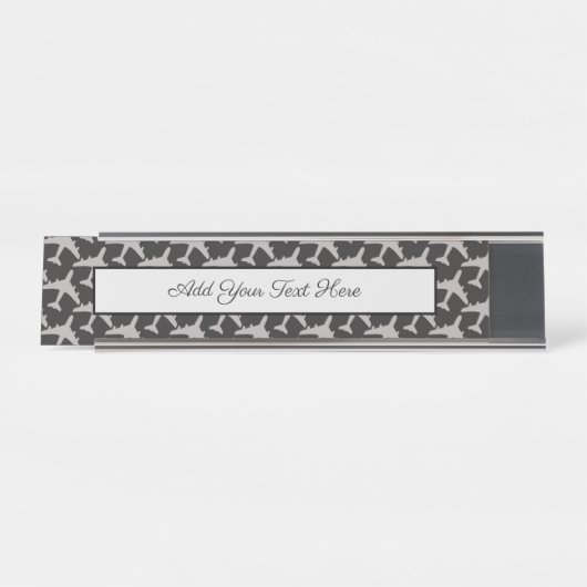 ブラックグレー飛行機飛行機パイロット飛行機航空 デスクネームプレート (正面)