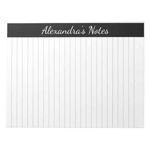 ブラックグレー8.5x11レターサイズメモパーソナライズされた帳 ノートパッド (正面)