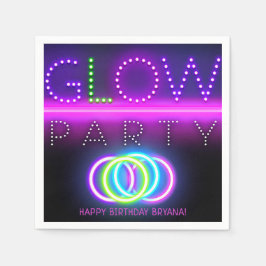 ブラックグローパーティーネオンライツバースデーパーティー スタンダードカクテルナプキン