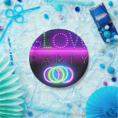 ブラックグローパーティーネオンライツバースデーパーティー ペーパープレート (パーティー)