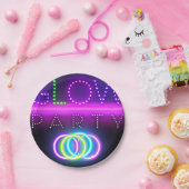 ブラックグローパーティーネオンライツバースデーパーティー ペーパープレート (パーティー)