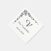 ブラックケルト結び目模様コーナーつる植物モノグラム結婚ズ スタンダードカクテルナプキン (角)