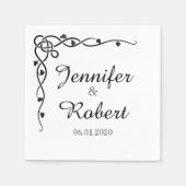 ブラックケルト結び目模様コーナーつる植物結婚ズナプキン スタンダードカクテルナプキン (正面)