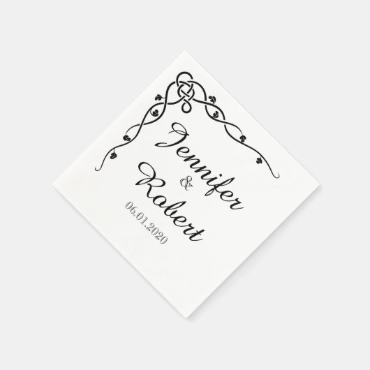 ブラックケルト結び目模様コーナーつる植物結婚ズナプキン スタンダードカクテルナプキン (角)