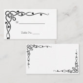 ブラックケルト結び目模様コーナーつる植物結婚ズ座席表 プレイスカード (正面/裏面)