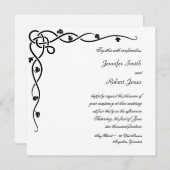 ブラックケルト結び目模様コーナーつる植物結婚式招待状 招待状 (正面/裏面)