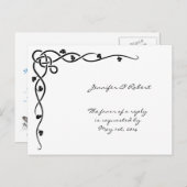 ブラックケルト結び目模様コーナーつる植物RSVPポストカード インビテーションポストカード (正面/裏面)