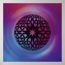 ブラックケルト結び目模様サークルポスター ポスター