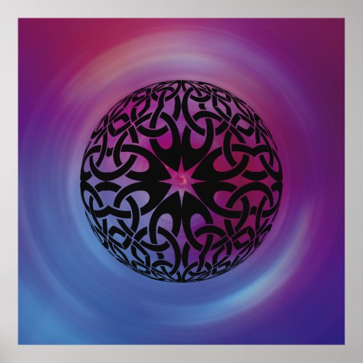 ブラックケルト結び目模様サークルポスター ポスター (正面)