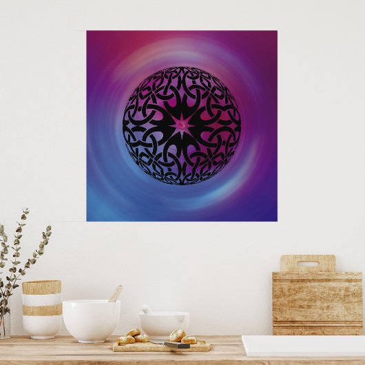 ブラックケルト結び目模様サークルポスター ポスター (キッチン)