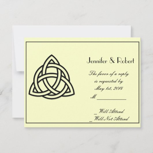 ブラックケルト結び目模様応答カード 出欠カード (正面)