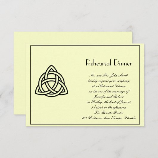 ブラックケルト結び目模様結婚のリハーサル 招待状 (正面/裏面)