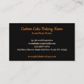 ブラックケーキデコレータレディーオレンジエプロンパティシシェフ 名刺 (裏面)