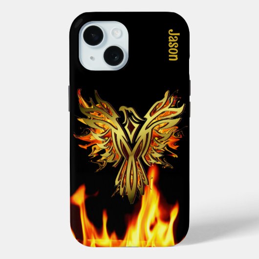 ブラックケースメイトに燃えるフェニックス Case-Mate iPhoneケース (裏面)