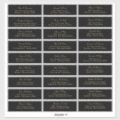 ブラックゲストエレガントリストアドレス上の金ゴールドスクリプト シール (シート)