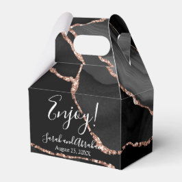 ブラックゲートバラ金ゴールドグリッター結婚式の引き出物ボックス フェイバーボックス