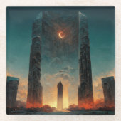 ブラックゲートファンタジーSci-Fiアート ガラスコースター (正面)