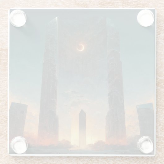 ブラックゲートファンタジーSci-Fiアート ガラスコースター (裏面)