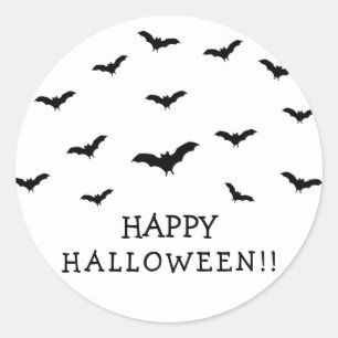 ブラックコウモリとホワイトキュートのハロウィンパーティシック ラウンドシール