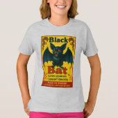 ブラックコウモリのレトロ花火ジュニアTシャツ Tシャツ (正面)