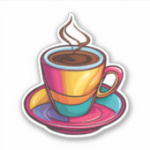 ブラックコカラフルーヒー防水カップ シール (正面)