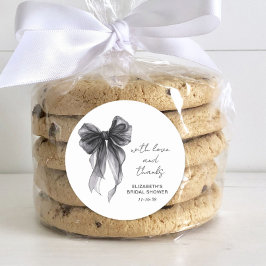 ブラックコケッタボウ ブライダルシャワー サンクス ラウンドシール